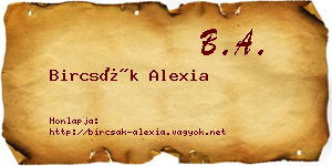 Bircsák Alexia névjegykártya